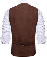 Brown Suede Leather Vest back-Men